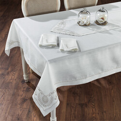 SCHAFER - Schafer-Juanna - Textil Tavoline -10 Pjesë e Bardhë/Argjend